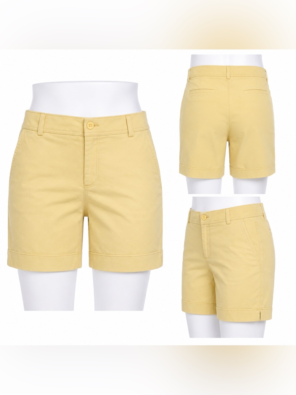 Lafayette 148 New York Yellow Stretch Bermuda Shorts Size 6 Cotton Blend
